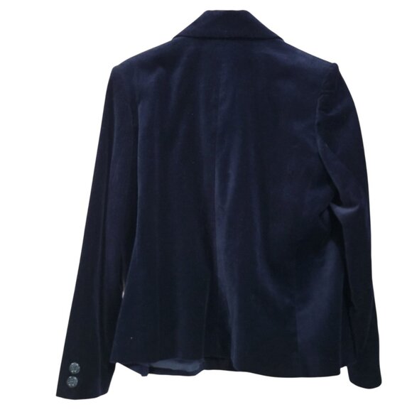 Charter Club Velvet Peacoat Womens PL Midnight Blue Academia Whimsigoth Preppy - Picture 2 of 5